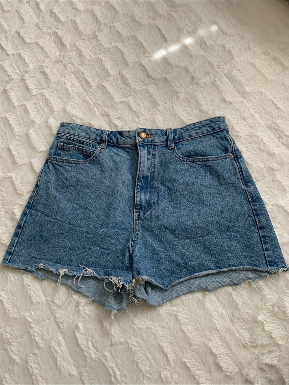 Zara Blue Distressed Denim Shorts